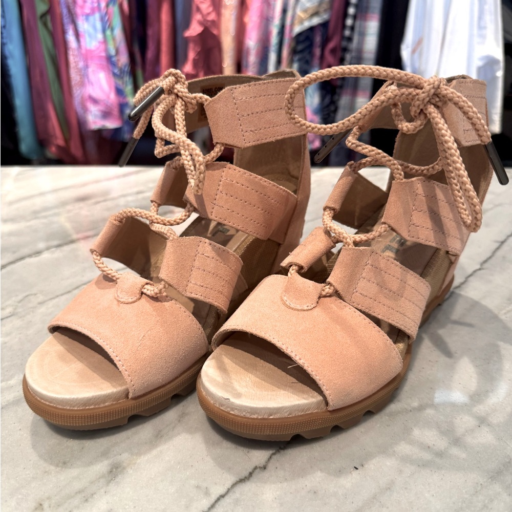 Sorel Lace Up Wedges Womens 6.5 Blush